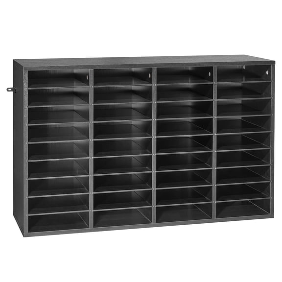 VEVOR Literature Organizer, 36 Compartments Office Mailbox with Detachable Shelves, Wooden Mailbox Sorter with Particle Board, Countertop Office Home Storage Organizer for File, Document, Paper, Blac
