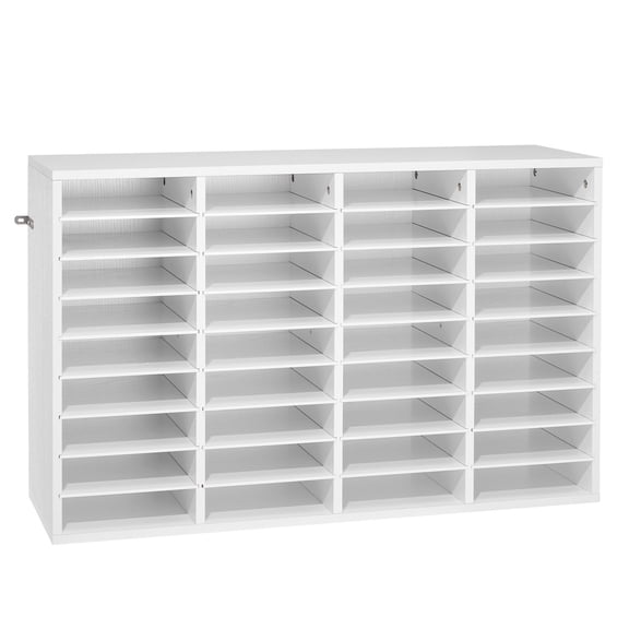 VEVOR Literature Organizer, 36 Compartments Office Mailbox with Detachable Shelves, Wooden Mailbox Sorter with Particle Board, Countertop Office Home Storage Organizer for File, Document, Paper, Whit