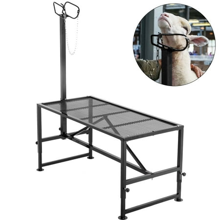 VEVOR Livestock Grooming Table Height Adjustable, Goat Trimming Table, Grooming Trimming Stand Metal Frame Milking Stand for Sheep, Goats, and Other Livestock, Black