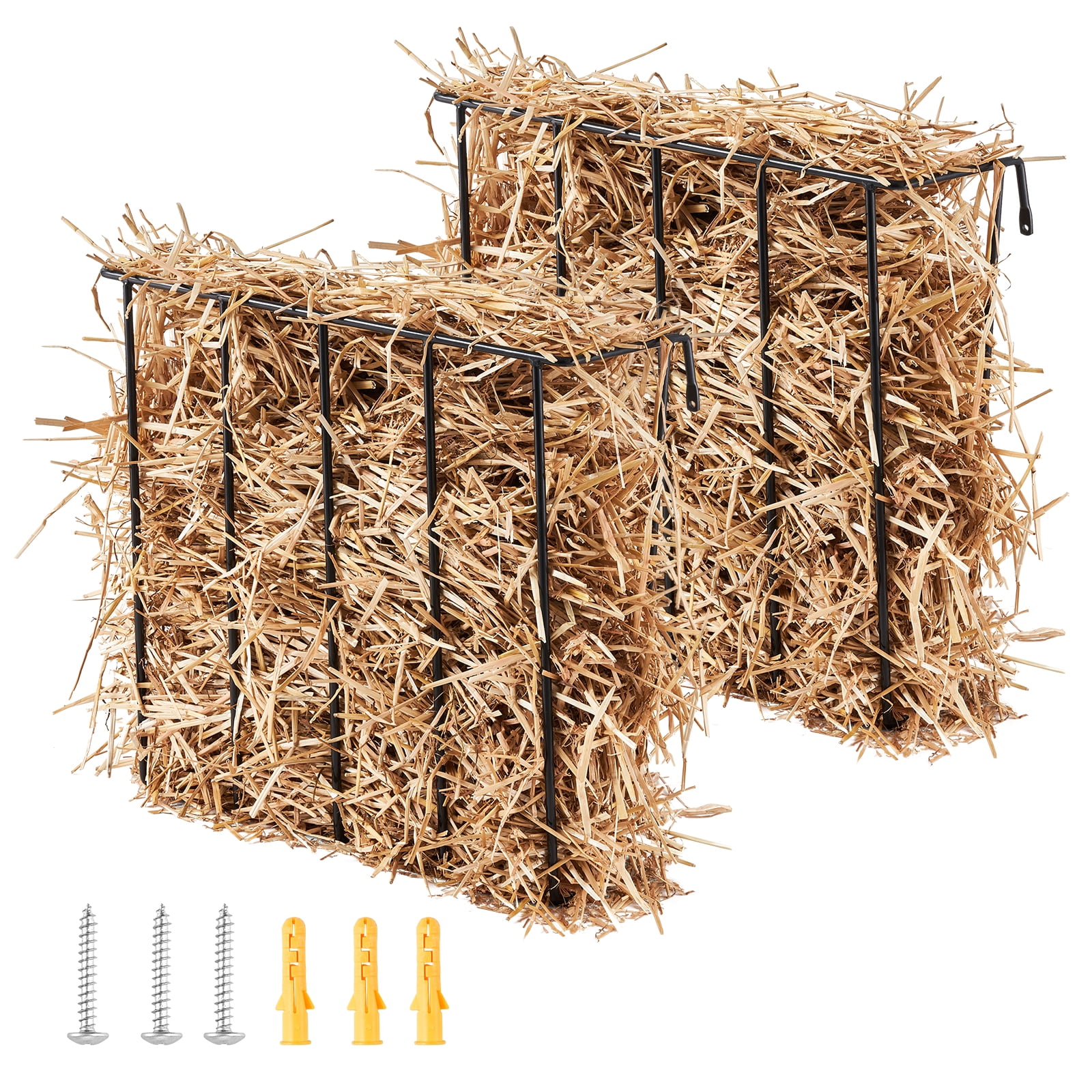 VEVOR Livestock Hay Feeder, 24 Gallons Large Capacity, 2 Packs Heavy ...