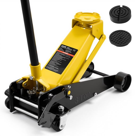 VEVOR Low Profile Floor Jack, 3 Ton (6614 lbs) Capacity, Steel Racing Floor Jack with Single Piston Quick Lift Pump & Foot Pedal, Hydraulic Trolley Car Lift for SUVs, Pickups,Lifting Range 5.1"-19.7"