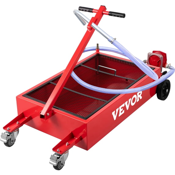 VEVOR Low Profile Oil Drain Pan 20 Gallon Oil Drain Tank, 76L Oil Drain Pan, Large Capacity Oil Change Pan, Foldable Hand, with Pump, Hose, Swivel Casters Wheels for Car, SUV, Trucks Oil Draining