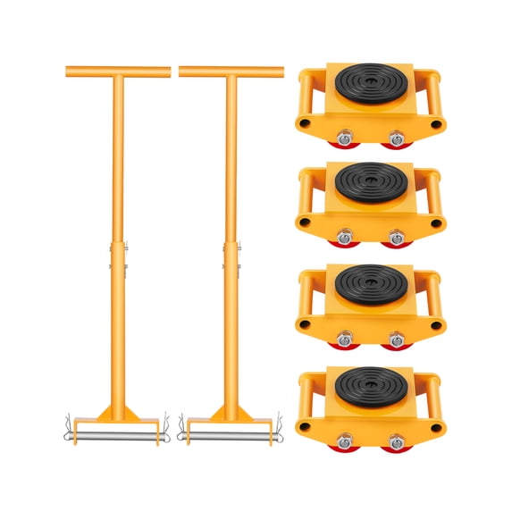 VEVOR Machine Skate, 6T Machinery Skate Dolly,13228 lbs Machinery Moving Skate,Machinery Mover Skate with 360° Rotation Cap and PU Directional Rollers,Heavy Duty Industrial Moving Equipment,Yellow