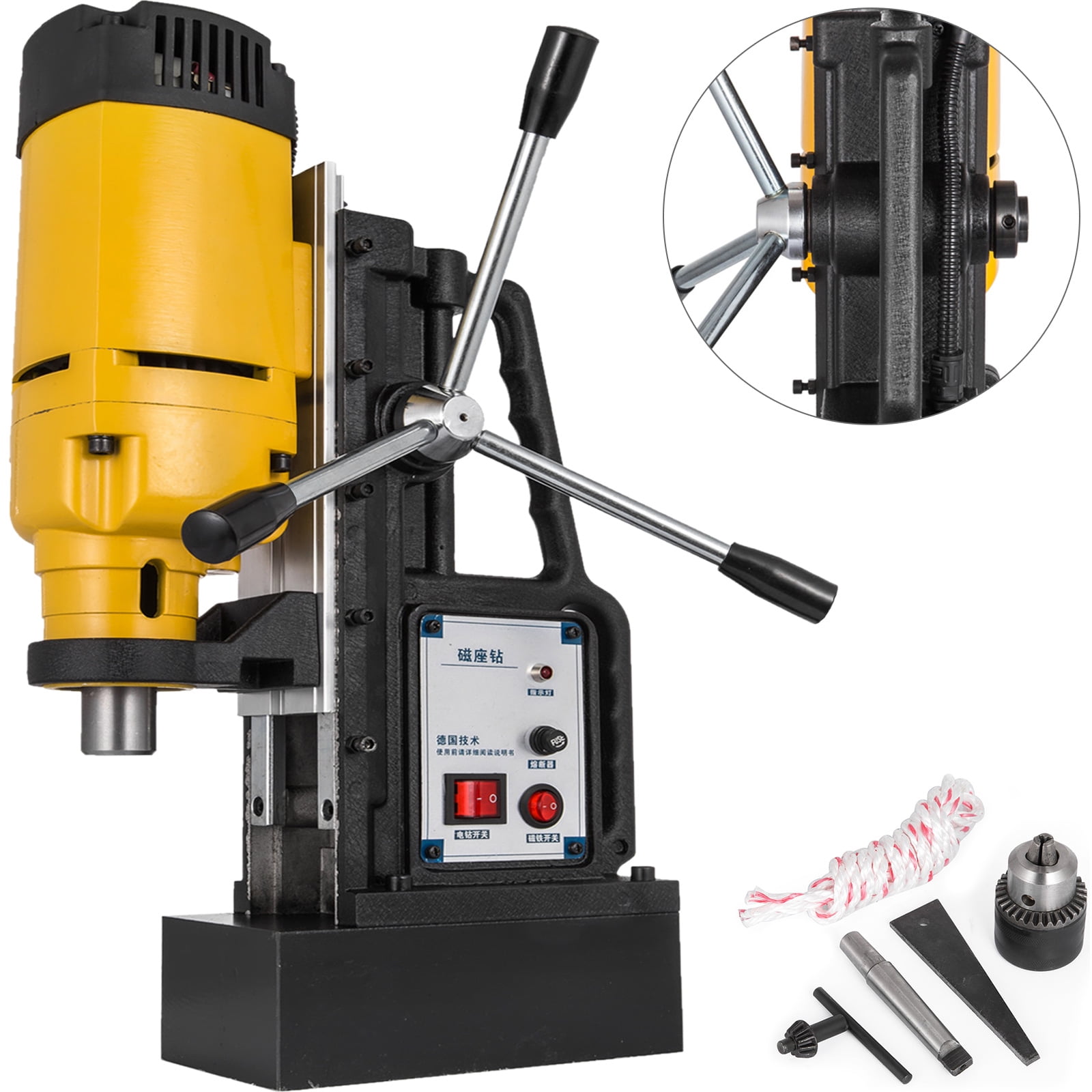 VEVOR Magnetic Drill Press 1200w with 9/10 inch (23mm) Boring Diameter Magnetic Drill Press Machine 2920 lbs Magnetic Force Magnetic Drilling System 500RPM Portable Electric Magnetic Drill Press