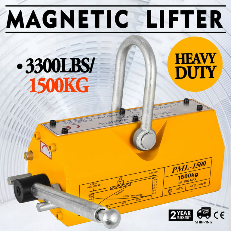 VEVOR Magnetic Lifter 3300lbs Capacity, Steel Lifting Magnet 1500KG,  Permanent Magnetic Lift Hoist Shop Crane with Handle, Heavy Duty Metal  Lifting