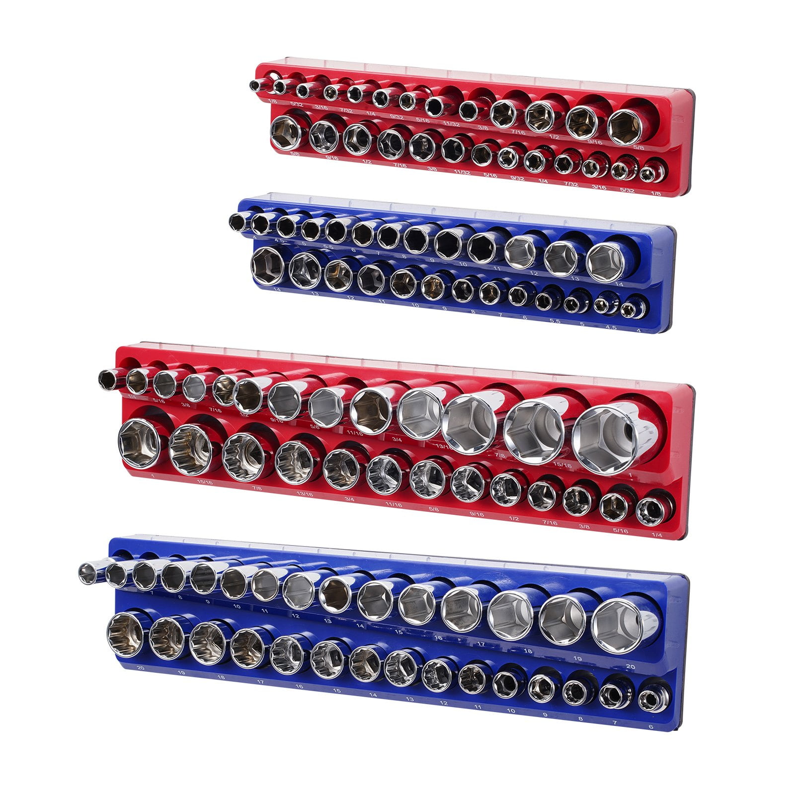 VEVOR Magnetic Socket Organizer Set, 4PCS Magnetic Socket Holder, 1/4 ...