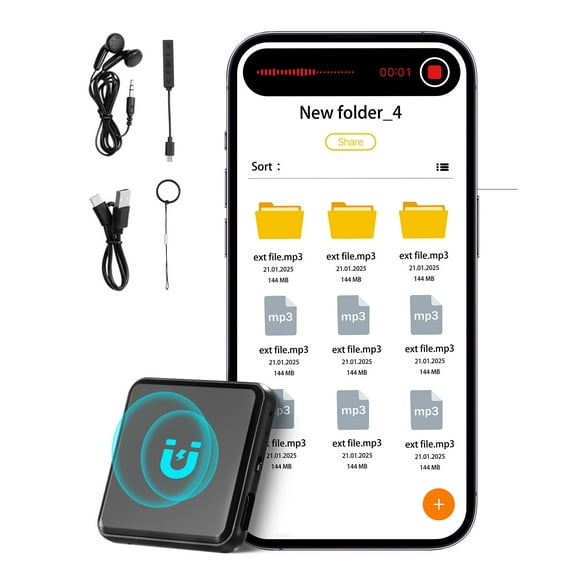 VEVOR Magnetic Voice Activated Recorder, 128GB, Digital Voice Recorder with Playback, 8730 Hours Recording Storage 100 Hours Battery Time, USB-C Audio Recorder MP3 for Lectures,Meetings,Interviews