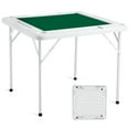 thumbnail image 1 of VEVOR Mahjong Table, 4 Player Folding Domino Table with Wear-Resistant Green Tabletop, Portable Square Card Table with 4 Cup Holders & 4 Chip Trays for Mahjong Poker Puzzles, 35.4 x 35.4-inch, 1 of 9