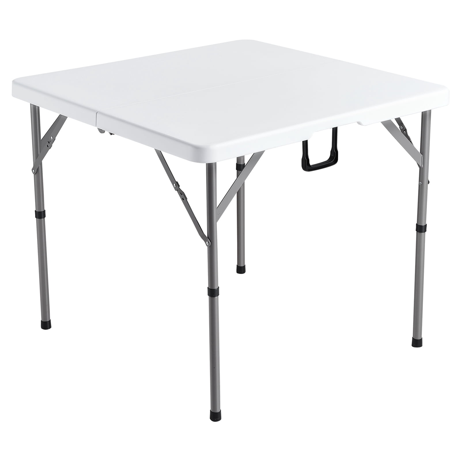 VEVOR Mahjong Table, Fold-in-Half 4 Player Card Table with Wear-Resistant White Tabletop, Portable Bi-Folding Square Domino Table with Carrying Handle for Outdoor Camping Picnic Party, 34 x 34-inch