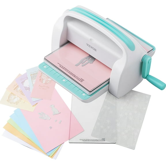 VEVOR Manual Die Cutting & Embossing Machine, Portable Cut Machines, 9 inch Opening Scrapbooking Machine Full Kit Included, For Arts & Crafts, Scrapbooking, Card Making and Crafting, White