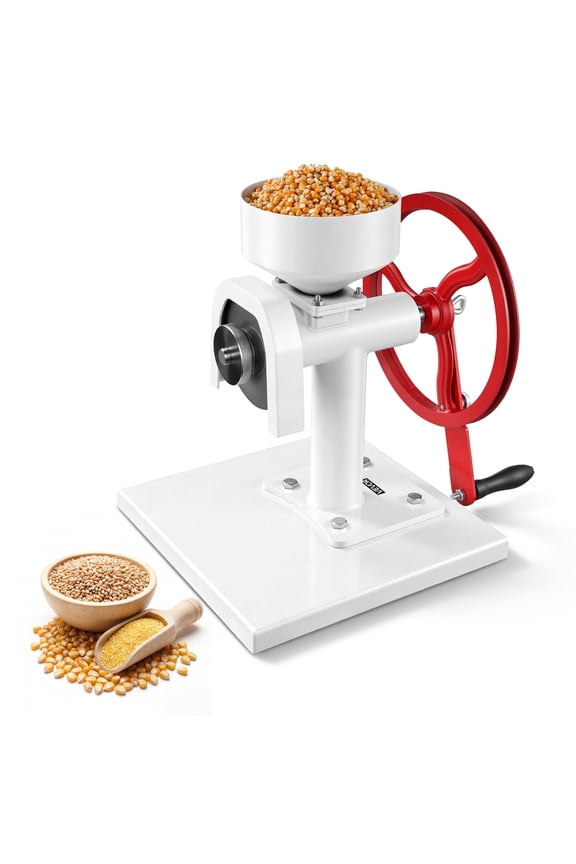 Manual Grain Mill with Flywheel, Hand-Crank Corn Grinder, Heavy-Duty Carbon Steel Wheat Grinding Mill with Adjustable Fineness & 0.53 Gallon Hopper for Grains Spices Coffee Beans Nuts