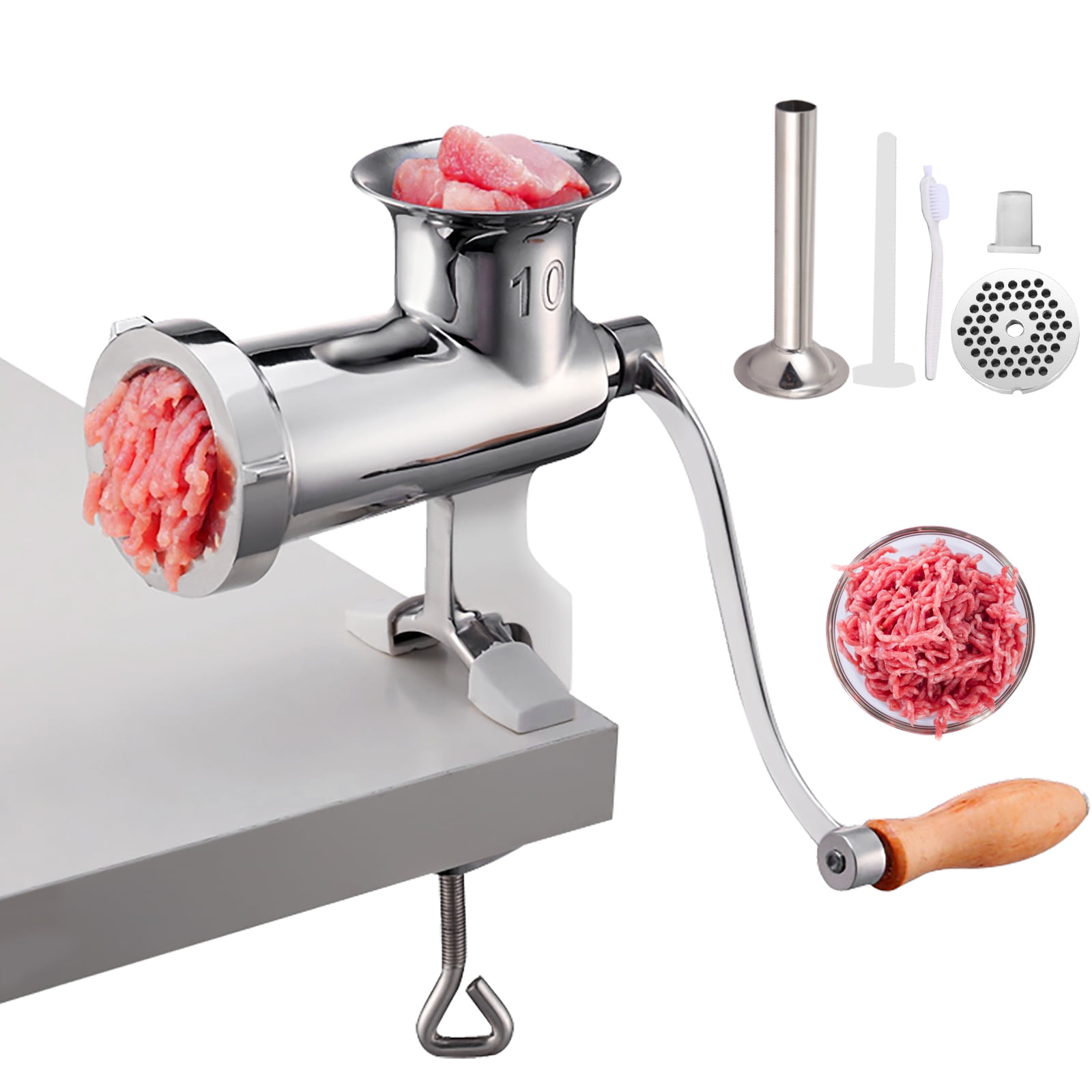 VEVOR Manual Meat Grinder, Stainless Steel, Hand Operated