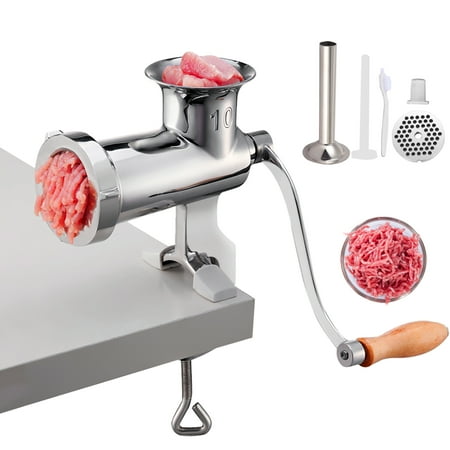 VEVOR Manual Meat Grinder, All Parts Stainless Steel, Hand Operated Meat Grinding Machine with Tabletop Clamp, 2 Grinding Plates & Sausage Stuffer, Ideal for Home Kitchen Restaurant Butcher’s Shop