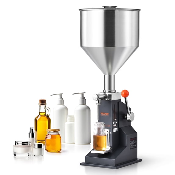 VEVOR Manual Paste Liquid Filling Machine, 5-100ml Bottle Filler, Adjustable Bottle Filling Machine, Stainless Steel Liquid Filler with Hopper for Milk Water Essential Oil Shampoo Cosmetic Honey