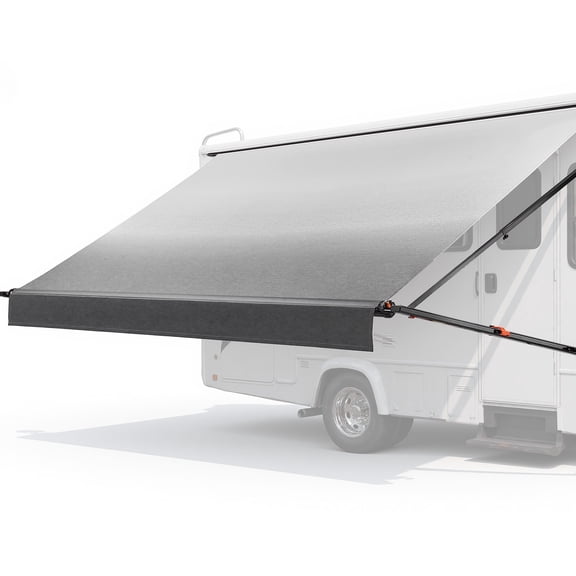 VEVOR Manual RV Awning Complete Kit, 14.12FT Retractable RV Awning with Aluminum Alloy Frame & Waterproof PVC Fabric, Outdoor Camping Trailer Awnings Fit Most RVs (14FT Type, Gradient Black)