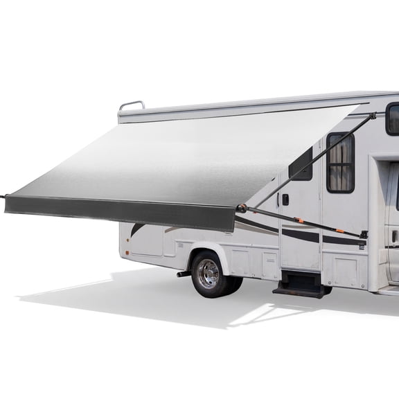 VEVOR Manual RV Awning Complete Kit, 20.12FT Retractable RV Awning with Aluminum Alloy Frame & Waterproof PVC Fabric, Outdoor Camping Trailer Awnings Fit Most RVs (20FT Type, Gradient Black)