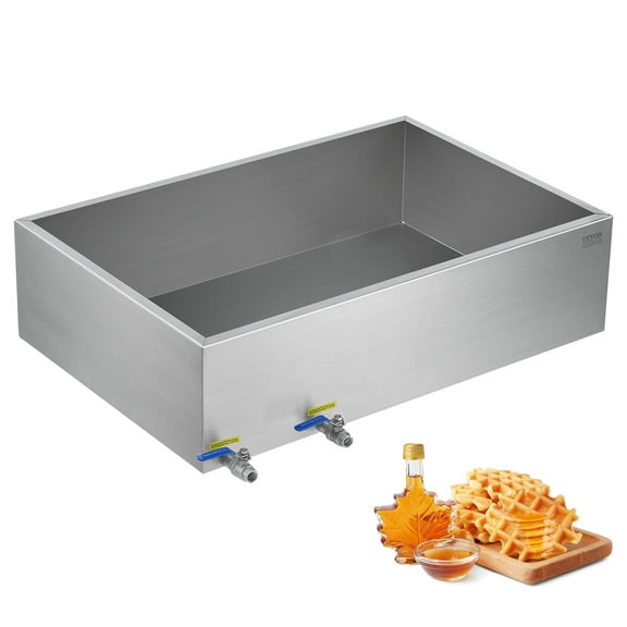 VEVOR Maple Syrup Evaporator Pan, 35 Gallon, 509 Cups of 8.8oz Maple Syrup, Flat Evaporator Pan with 2 Valves and 3 Heating Methods, 304 Stainless Steel Maple Syrup Pan for Home, Outdoor