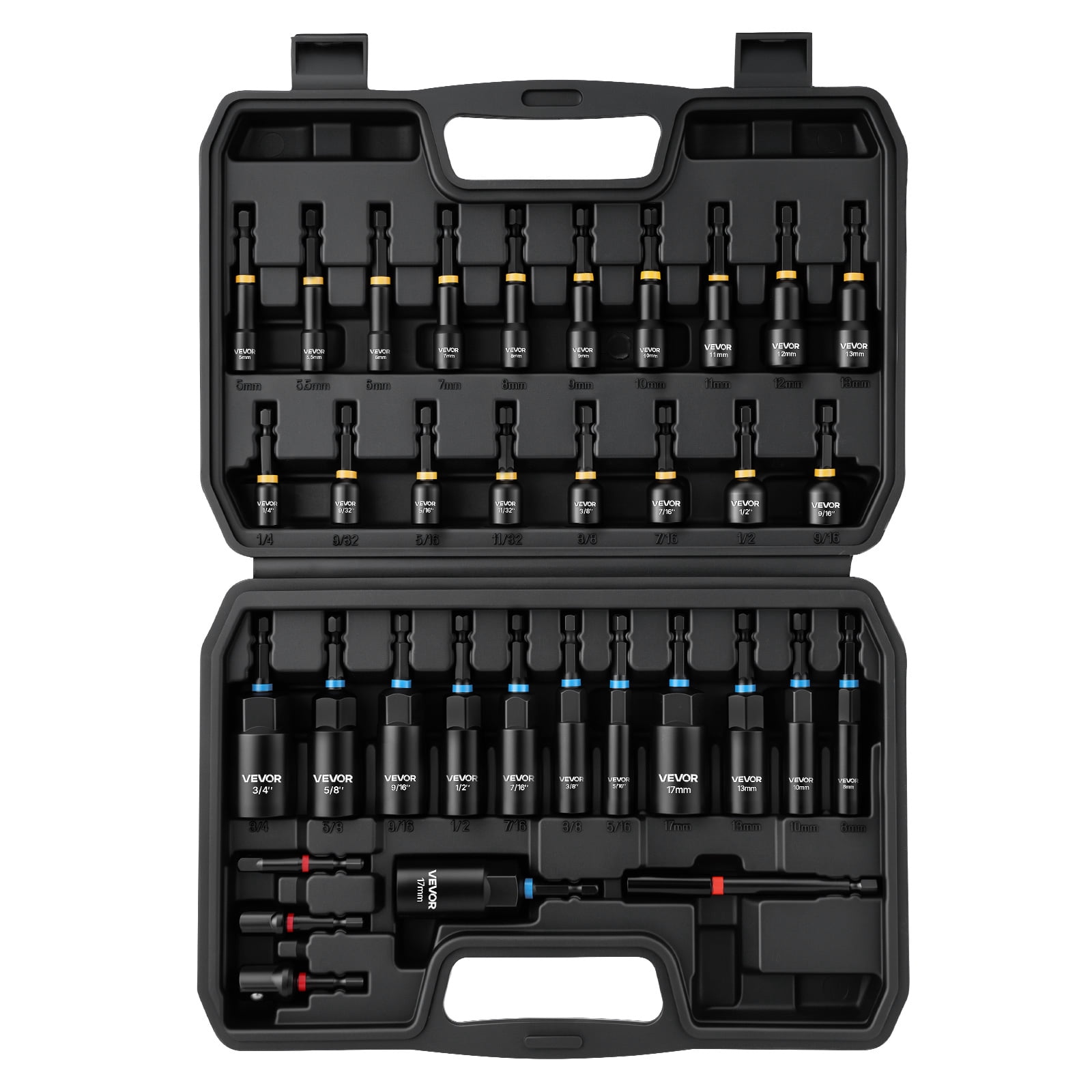 Wingnut Driver VEVOR Master Magnetic Impact Nut Driver Set 34-Piece, Metric & SAE ...