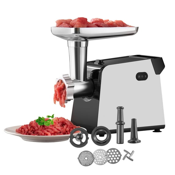 VEVOR Meat Grinder, 3 Lbs/Min Capacity Electric Meat Grinders with Blade, Grinding Plate, Sausage Maker, Kubbe Kit, Stainless Steel Meat Mincer for Home Kitchen