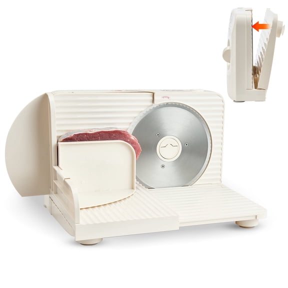 VEVOR Meat Slicer, 6.7" Foldable Electric Cutter with Dual Security Lock, 0-0.59" Adjustable Thickness, Easy to Clean, 180W Home Food-Slicer for Frozen Meat, Ham, Baguett, Steak