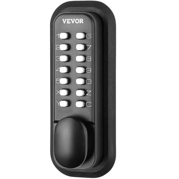 VEVOR Mechanical Keyless Entry Door Lock, 14 Digit Keypad, Outdoor Gate Door Locks Set with Surface-mounted Latch, Water-proof Zinc Alloy, Keypad and Knob, Easy to Install, for Garden, Garage, Yard