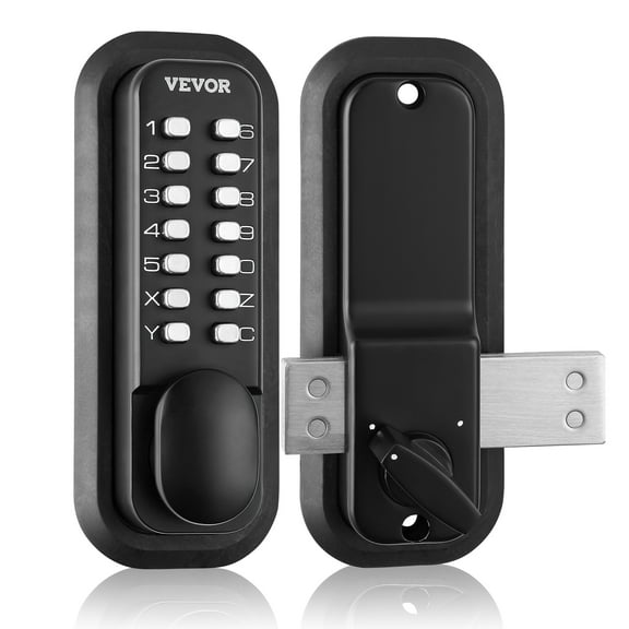 VEVOR Mechanical Keyless Entry Door Lock, 14 Digit Keypad, Outdoor Gate Door Locks Set with Surface-mounted Latch, Water-proof Zinc Alloy, Keypad and Knob, Easy to Install,for Garden,Garage,Yard