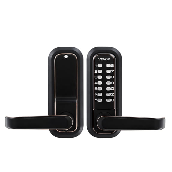 VEVOR Mechanical Keyless Entry Door Lock, 2.0 Code Upgrade, 4-7 Digits Code, Single-Sided Push Button Combination Keypad Door Lock with Handle, Auto Locking, for Indoor or Outdoor, Oil-Rubbed Bronze