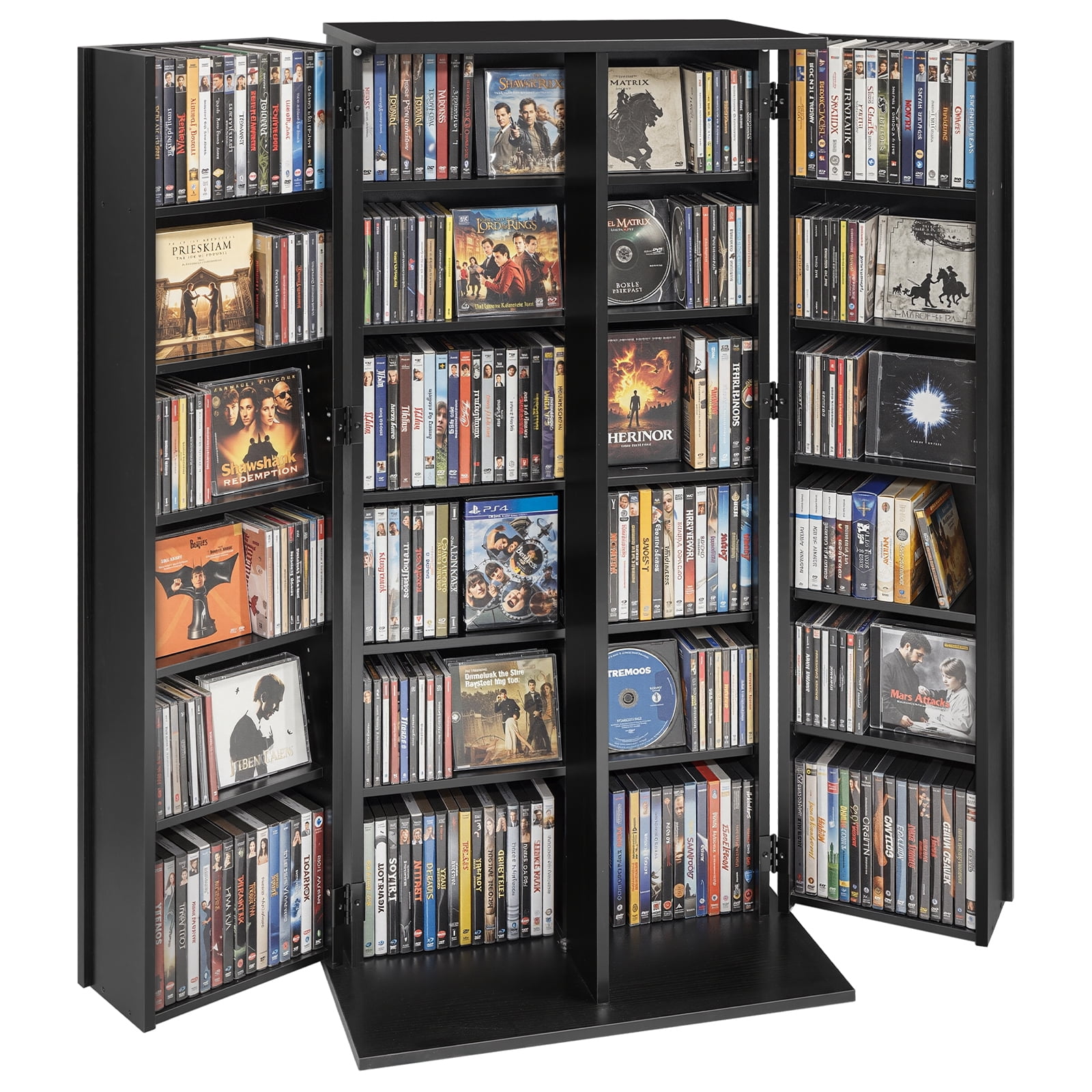 VEVOR Media Storage Cabinet, 6-Tier DVD Shelf Organizer, 24.02 x 14.49 ...