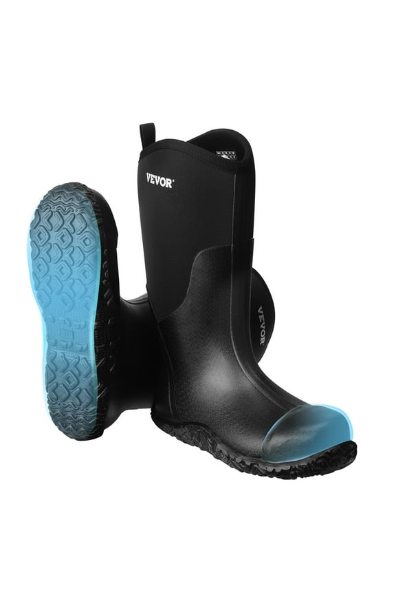 Men's Steel Toe Rubber Boots, Protective Footwear, Waterproof Rain Fishing Boots, Outdoor Non-Slip Work Shoes, Lightweight and Durable, for Manufacturing, Construction, Farming, Size 12 US