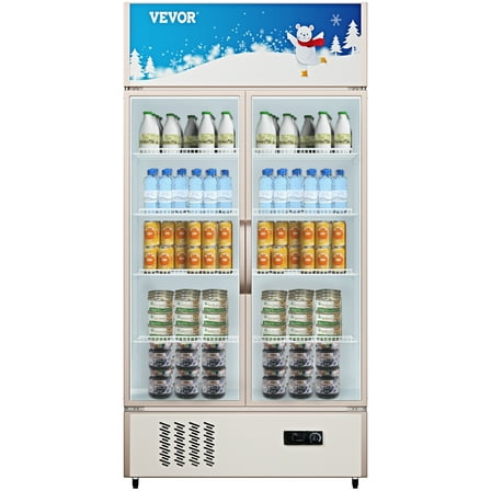 VEVOR  Commercial Merchandiser Refrigerators 20.3 cu ft 2-Glass Doors, Gold