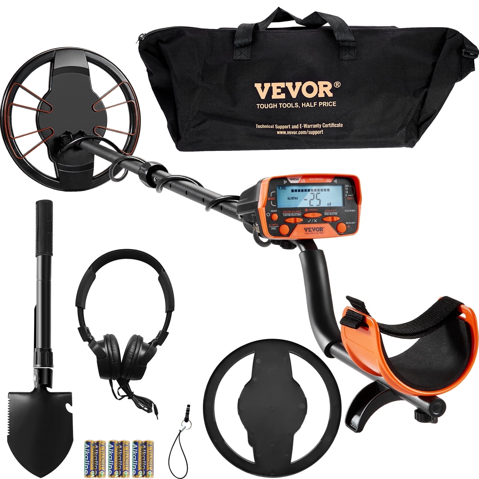 VEVOR Metal Detector, 10in Waterproof Search Coil with LCD Display 7 Modes, Adjustable 41''-52'' Aluminum Stem, DSP Chip Higher Accuracy Gold Detector 10'' Detection Depth