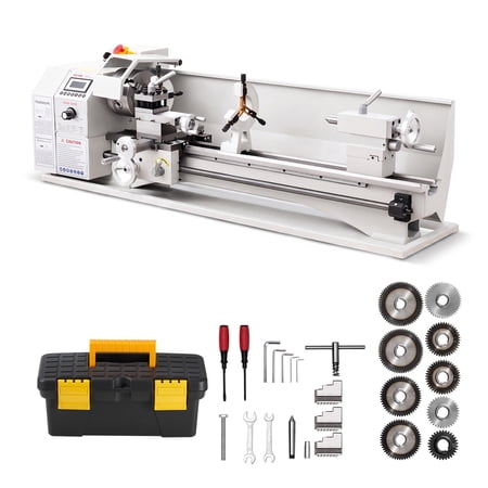 VEVOR Metal Lathe 8.7 x 30 in 1100W Benchtop Lathe Machine Variable Speed,3000 RPM Max Spindle Speed, with Metal Gear, Brushless Motor, 8 Metric 8 Imperial Threads, for Metalworking Threading Turning