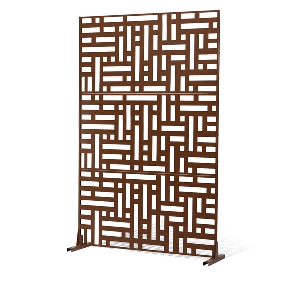 VEVOR Metal Privacy Screen, 36" W x 72" H, Outdoor Privacy Screens & Panels, Freestanding Outdoor Divider with Stand, 3-Panel Decorative Garden Steel Privacy Fence for Balcony Patio Indoor R