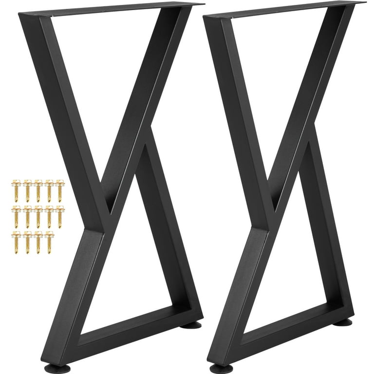 VEVOR Metal Table Legs 28 x 18 inch Desk Legs Set of 2 Heavy Duty Bench Legs Z Shape Metal Furniture Legs Wrought Iron Coffee Table Legs