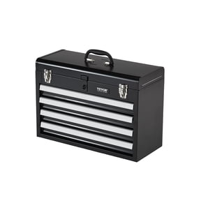 VEVOR Metal Tool Box, 20.5-inch, Portable Metal Tool Box with 4 Drawers, Small Tool Chest with EVA Liners, Ball Bearing Slide Drawers Locking & Powder Coated Finish, Multi-Function Tool Organizer