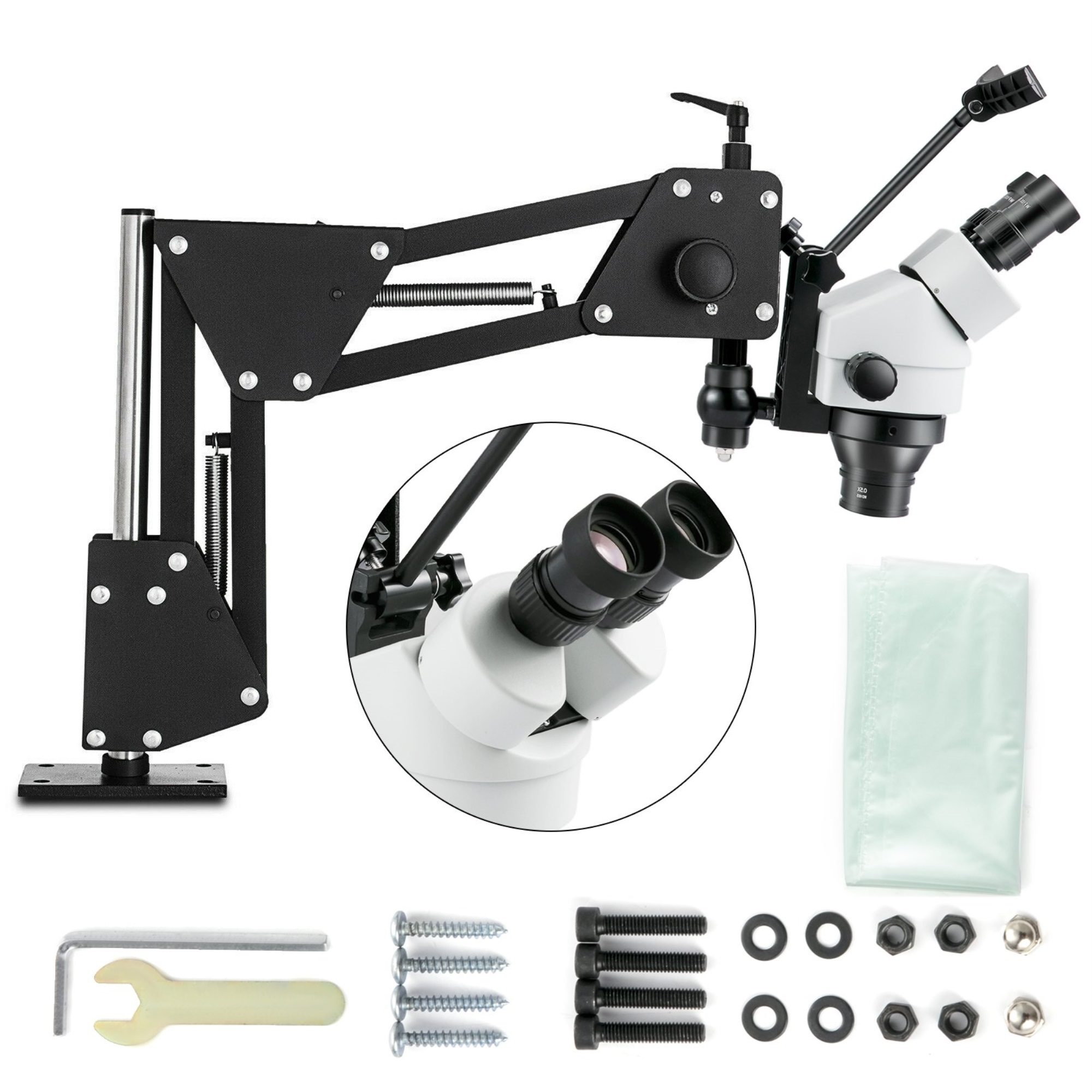 VEVOR Micro Inlaid Mirror Multi-Directional Microscope with Spring Bracket 7X-4.5X Multi-Directional Micro-Setting Microscope Jewelry Tools - image 1 of 9