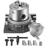 VEVOR Milling Machine Rotary Table, 4/100 mm, Versatile Horizontal & Vertical Design, Precision Crafted, Includes 3.1/80 mm 3-Jaw Chuck, M10 T-Bolts & Nuts, Ideal for Engineering & Indexing