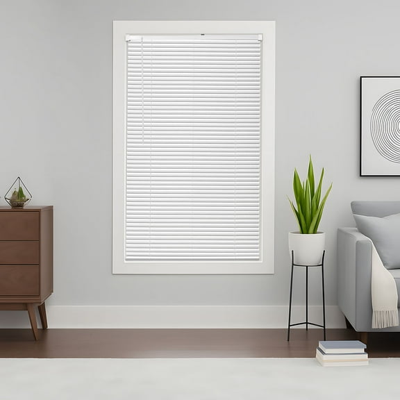 VEVOR Mini Blinds, 34" W x 48" H, 1" Slat Size, Cordless Horizontal Light Filtering Mini Blind for Indoor Windows, Easy to Clean and Simple Light Adjustment, for Home Decor, Room Darkening, White