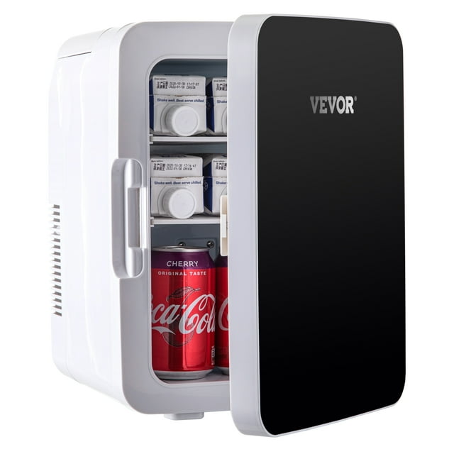 BENTISM Mini Fridge, 10 liter Portable Cooler Warmer, Skincare Fridge Black, Compact Refrigerator, Lightweight Beauty Fridge, for Bedroom Office Car Boat Dorm Skincare (110V/12V)