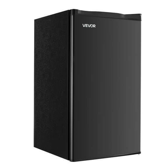 VEVOR Mini Fridge, 3.2 Cu.Ft, Single Door Compact Refrigerator, Adjustable Temperature, Glass Shelf, Energy Efficient Small Refrigerator, Reversible Door, Low Noise, for Bedroom Dorm Office, Black