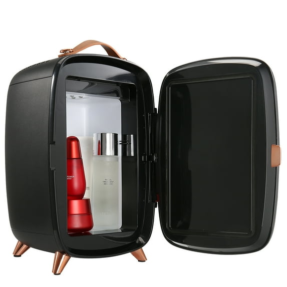 VEVOR Mini Fridge, 6L Skincare Fridge with LED light and HD Mirror, AC/DC Makeup Fridges for Skin Care, Cosmetic Storage, Chill Face Mask Drink, Small Refrigerator for Bedroom Dorm Desktop, Black