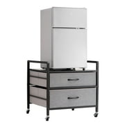 VEVOR Mini Fridge Stand with Storage, 176 lb-Capacity, 2 Drawers & 4 Swivel Wheels, Mobile Gray Organizer for Dorm, Apartment, Office, Bedroom