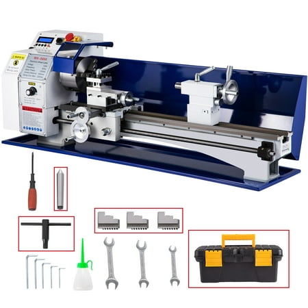 VEVOR Mini Metal Lathe, Automatic Thread Processing, 1.75kW Direct Drive Motor Lathe Machine w/ Infinitely Variable Speed, Precision Turning Tool w/ Chuck Jaws Center for Metal Machining, CE Certified