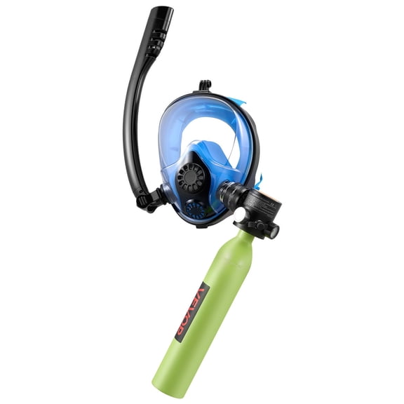 VEVOR Mini Scuba Tank with Sub-Mask, 0.5L Portable Small Diving Tank for Underwater Breathing, Reusable Lung Diving Cylinder up to 10 Minutes Dive Time, Emergency Rescue Pony Bottle for Snorkeling