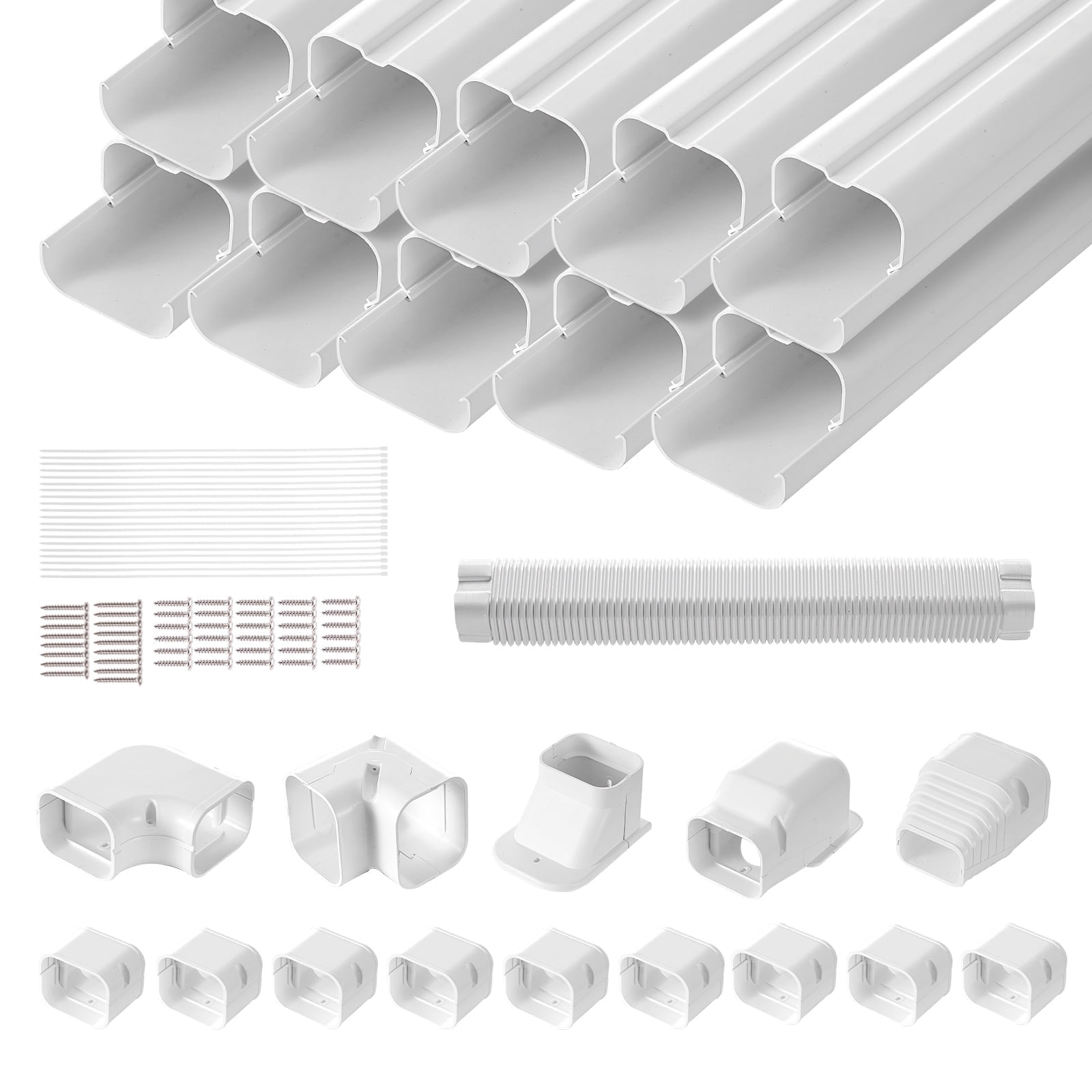 Split Pvc Line Cover VEVOR Mini Split Line Set Cover 3-inch W 17.7Ft L, PVC Decorative Pipe ...