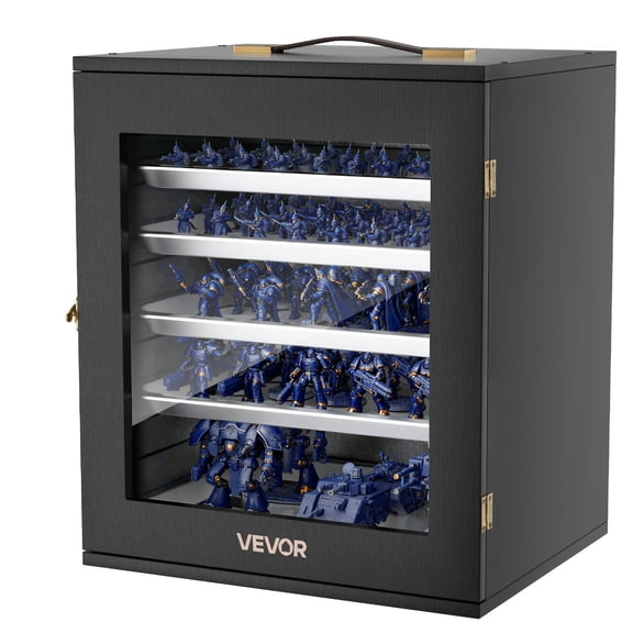 VEVOR Miniatures Storage Case, Warhammer Carrying Case Fits for 2500-3500 Scale Models, Wooden Miniatures Display Holder with 5 Tray & 13 Slots, Miniature Case for Collectible (Minis Not Included)