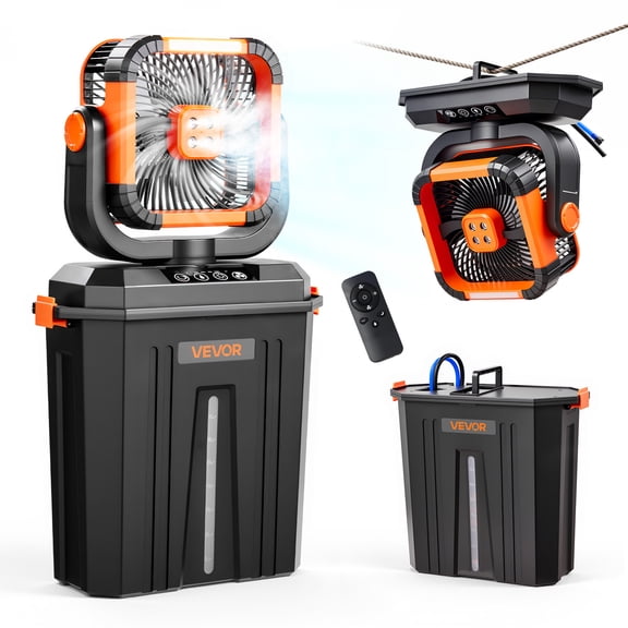 VEVOR Misting Fan, 2400RPM Motor Camping Misting Fan, Mister Cooling Fans with 3.17 gal Water Tank, 20000mAh Battery, 4-Speed Wind & 3 Lighting Modes, Water Cooling Fans for Indoor, Outdoor, Patio