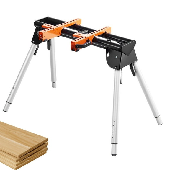VEVOR Miter Saw Stand, 330lbs Load Capacity Steel Collapsible Stand for Miter Saw with One-piece Mounting Brackets Clamps, 29.1"-32.9" Adjustable Heig