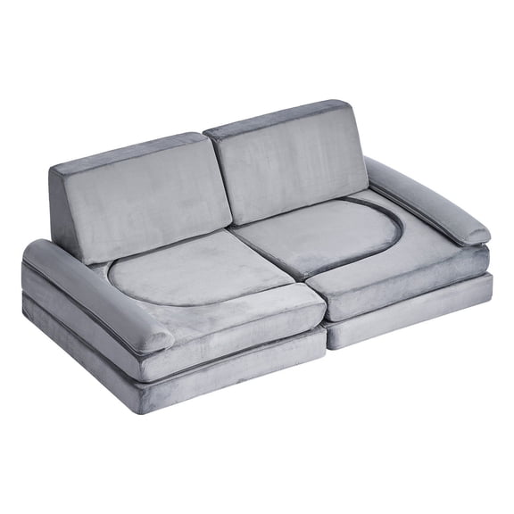 VEVOR Modular Kids Play Couch, Sectional Toddler Sofa with Armrests, 28D Sponge & Short Pile, Convertible Kids Modular Couch DIY Creative Combination