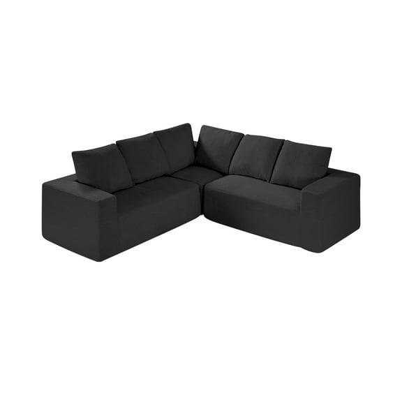 VEVOR Modular Sectional Sofa, L Shaped Modular Sofa Deep Seat, Cloud Sectional Couch with High Rebound Sponge and Density, Upholstered Corduroy Couch with Cushion for Living Room, Bedroom, Black